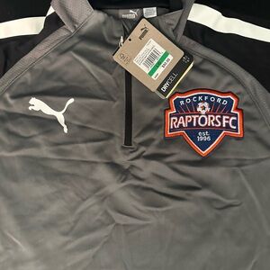 PUMA Kids' team LIGA 1/4 Zip Top, Smoked Pearl White, L